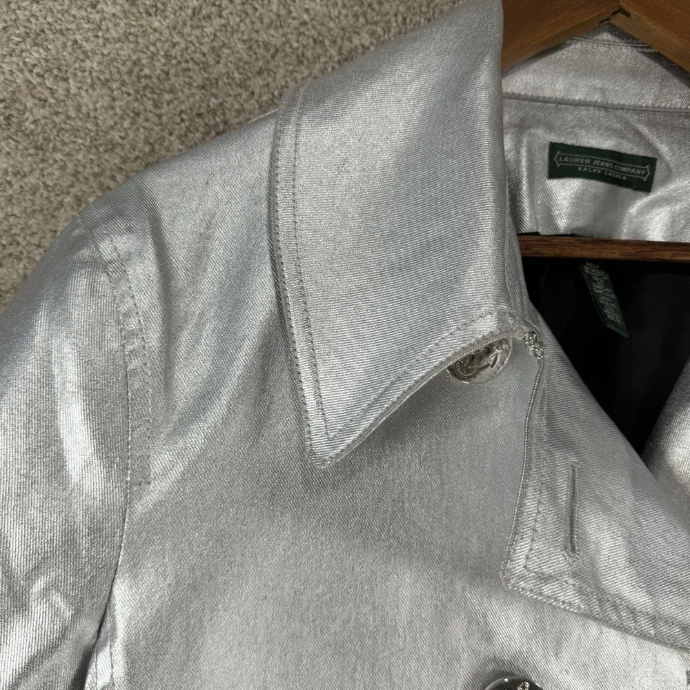 Ralph Lauren Jeans Co Womens Soirée Silver Y2k Metallic Jacket VTG XL *FLAWS - Picture 4 of 12